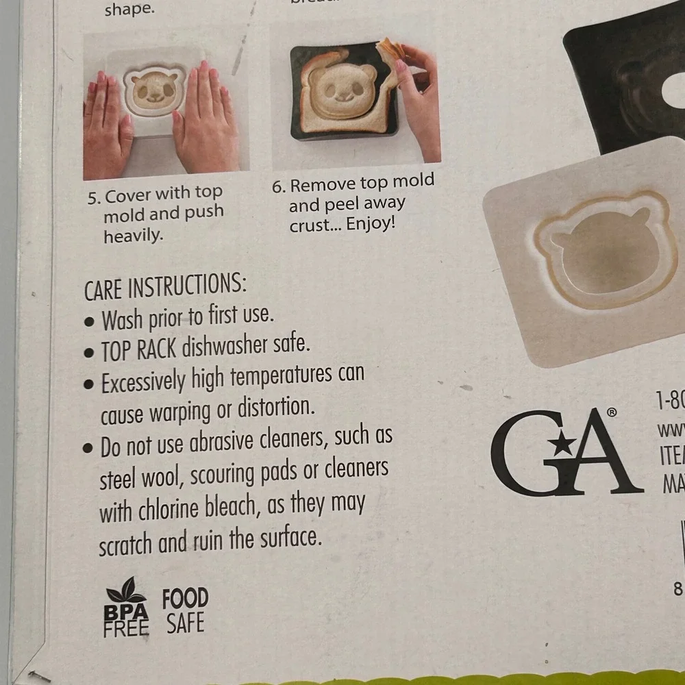 GA Bear Shaped Sandwich Maker Panda Face Crust Cutter Sealer E8287 New
